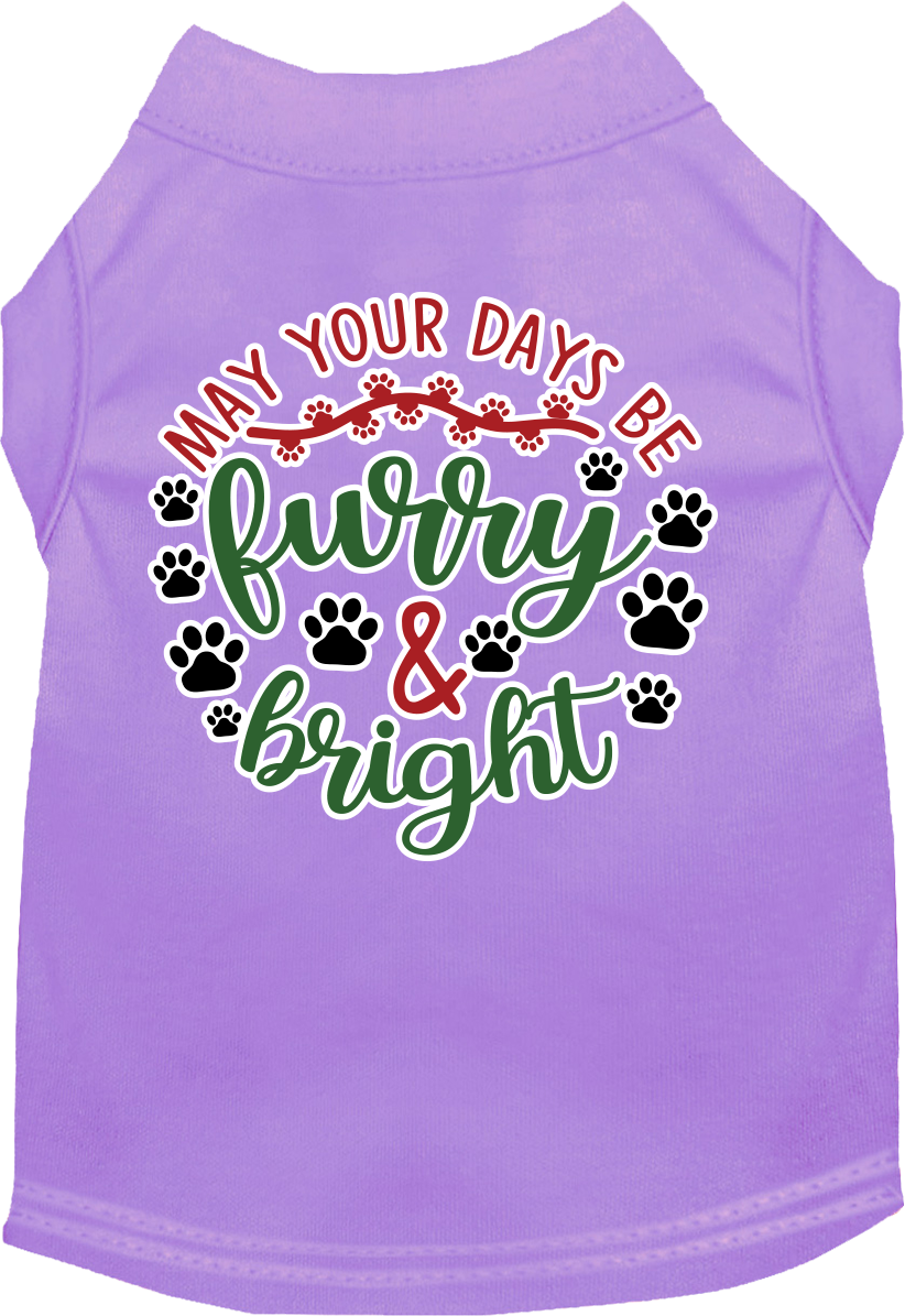 Furry and Bright Screen Print Dog Shirt Lavender Size 6X